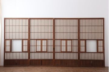 アンティーク建具　和製アンティーク　昭和中期　額入り障子　和の趣たっぷりの障子戸4枚セット(引き戸、障子戸)(R-044140)