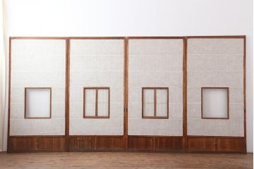 アンティーク建具　和製アンティーク　昭和中期　額入り障子　和の趣たっぷりの障子戸4枚セット(引き戸、障子戸)(R-044140)