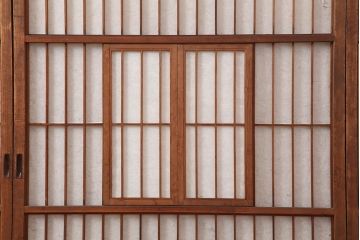 アンティーク建具　和製アンティーク　昭和中期　額入り障子　和の趣たっぷりの障子戸4枚セット(引き戸、障子戸)(R-044140)