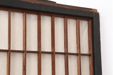 アンティーク建具　和製アンティーク　腰板ケヤキ　漆塗り　上手物　和の風情漂う格子入り障子戸4枚セット(建具、引き戸)(R-044142)