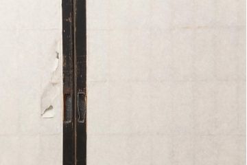 アンティーク建具　和製アンティーク　腰板ケヤキ　漆塗り　上手物　和の風情漂う格子入り障子戸4枚セット(建具、引き戸)(R-044142)