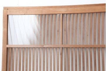 アンティーク建具　幅広サイズ　ガラス入り　和の風情漂う格子戸2枚セット(ガラス戸、建具、引き戸)(R-044143)