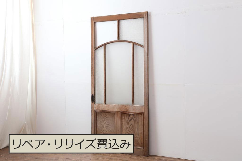 アンティーク建具　和製アンティーク　大正ロマン　桟のデザインがおしゃれなガラス戸1枚(引き戸、建具)(R-044144)