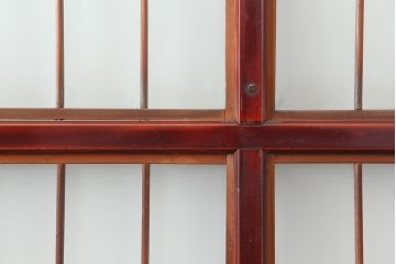 アンティーク建具　大正昭和初期　大正ロマン　赤褐色の木肌が美しいガラス戸4枚セット(引き戸、建具)(R-044145)