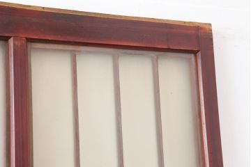 アンティーク建具　大正昭和初期　大正ロマン　赤褐色の木肌が美しいガラス戸4枚セット(引き戸、建具)(R-044145)