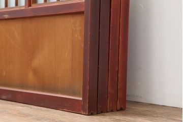 アンティーク建具　大正昭和初期　大正ロマン　赤褐色の木肌が美しいガラス戸4枚セット(引き戸、建具)(R-044146)