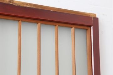 アンティーク建具　大正昭和初期　大正ロマン　赤褐色の木肌が美しいガラス戸2枚セット(引き戸、建具)(R-044151)