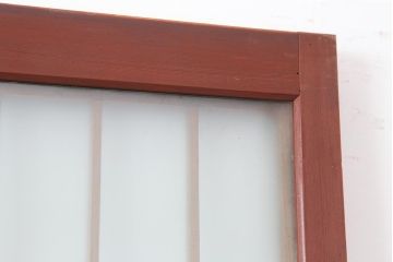 アンティーク建具　大正昭和初期　大正ロマン　赤褐色の木肌が美しいガラス戸2枚セット(引き戸、建具)(R-044151)