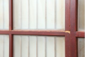 アンティーク建具　大正昭和初期　大正ロマン　赤褐色の木肌が美しいガラス戸4枚セット(引き戸、建具)(R-044153)