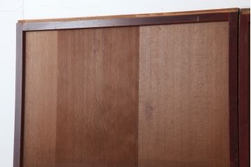 アンティーク建具　大正昭和初期　大正ロマン　裏障子付き　格子が目を引くガラス帯戸2枚セット(引き戸、建具)(R-044154)