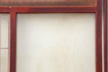 アンティーク建具　大正昭和初期　大正ロマン　裏障子付き　格子が目を引くガラス帯戸2枚セット(引き戸、建具)(R-044154)