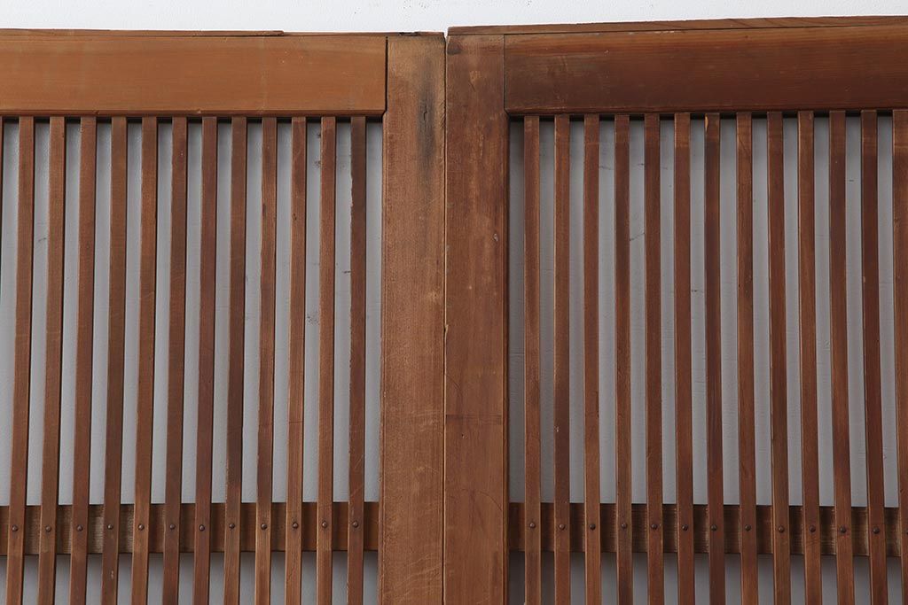 アンティーク建具　和製アンティーク　 昭和初期　和の風情漂う格子戸2枚セット(建具、引き戸)(R-044161)