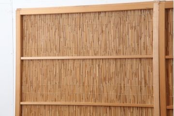 ビンテージ建具　和製ビンテージ　昭和後期　上品な和の雰囲気を高める御簾戸2枚セット(簾戸、簀戸、葭戸、夏障子、夏戸、葦戸)(R-044162)