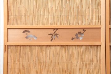 ビンテージ建具　和製ビンテージ　昭和後期　上品な和の雰囲気を高める御簾戸2枚セット(簾戸、簀戸、葭戸、夏障子、夏戸、葦戸)(R-044162)