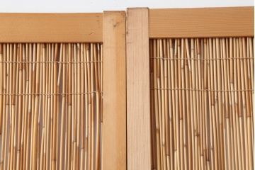 ビンテージ建具　和製ビンテージ　昭和後期　上品な和の雰囲気を高める御簾戸2枚セット(簾戸、簀戸、葭戸、夏障子、夏戸、葦戸)(R-044162)
