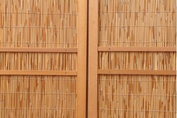 ビンテージ建具　和製ビンテージ　昭和後期　上品な和の雰囲気を高める御簾戸2枚セット(簾戸、簀戸、葭戸、夏障子、夏戸、葦戸)(R-044162)