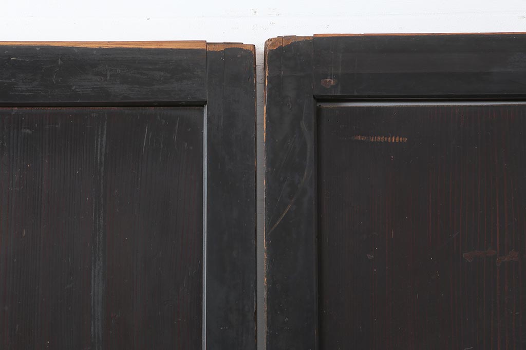 アンティーク建具　和製アンティーク　明治期　一枚板　格調高い和を演出する板戸2枚セット(建具、引き戸)(R-044163)