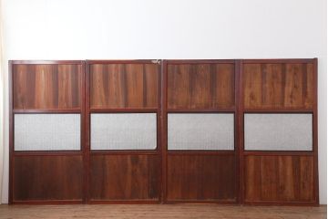 アンティーク建具 　和製アンティーク　明治大正期　趣あふれる障子帯戸4枚セット(障子戸、格子戸、板戸、建具、引き戸)(R-044164)