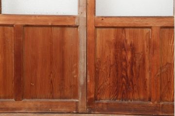 ビンテージ建具　和製ビンテージ　昭和初期　ダイヤガラス入り!　レトロなガラス戸2枚セット(引き戸)(R-044165)