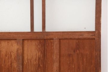 ビンテージ建具　和製ビンテージ　昭和初期　ダイヤガラス入り!　レトロなガラス戸2枚セット(引き戸)(R-044165)