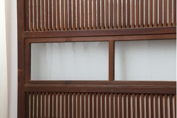 アンティーク建具　和製アンティーク　裏障子付き!和風の空間づくりにおすすめな格子戸4枚セット(ガラス帯戸、引き戸、建具)(R-044166)