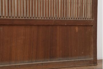 アンティーク建具　和製アンティーク　裏障子付き!和風の空間づくりにおすすめな格子戸4枚セット(ガラス帯戸、引き戸、建具)(R-044166)