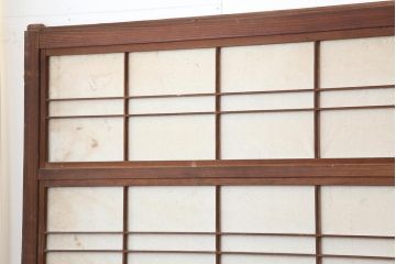 アンティーク建具　和製アンティーク　裏障子付き!和風の空間づくりにおすすめな格子戸4枚セット(ガラス帯戸、引き戸、建具)(R-044166)