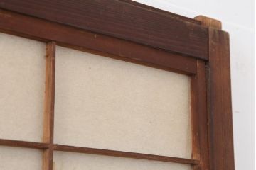 アンティーク建具　和製アンティーク　裏障子付き!和風の空間づくりにおすすめな格子戸4枚セット(ガラス帯戸、引き戸、建具)(R-044166)