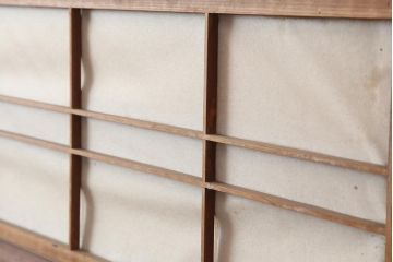 アンティーク建具　和製アンティーク　裏障子付き!和風の空間づくりにおすすめな格子戸4枚セット(ガラス帯戸、引き戸、建具)(R-044166)