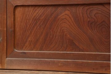 アンティーク建具　和製アンティーク　昭和初期　腰板ケヤキ材　裏障子付き　万本格子戸4枚セット(帯ガラス戸、引き戸)(R-044167)