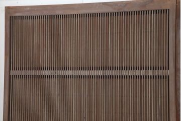 アンティーク建具　和製アンティーク　昭和初期　腰板ケヤキ材　裏障子付き　万本格子戸4枚セット(帯ガラス戸、引き戸)(R-044168)