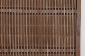 アンティーク建具　和製アンティーク　昭和初期　腰板ケヤキ材　裏障子付き　万本格子戸4枚セット(帯ガラス戸、引き戸)(R-044168)