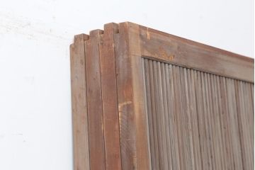 アンティーク建具　和製アンティーク　昭和初期　腰板ケヤキ材　裏障子付き　万本格子戸4枚セット(帯ガラス戸、引き戸)(R-044169)