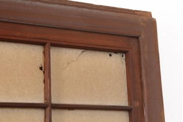 アンティーク建具　和製アンティーク　昭和初期　腰板ケヤキ材　裏障子付き　万本格子戸4枚セット(帯ガラス戸、引き戸)(R-044169)