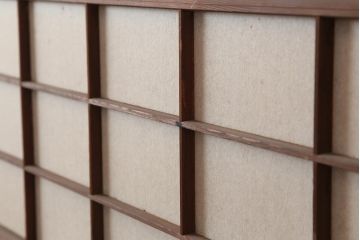アンティーク建具　和製アンティーク　昭和初期　腰板ケヤキ材　裏障子付き　万本格子戸4枚セット(帯ガラス戸、引き戸)(R-044169)