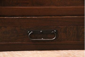 アンティーク家具　上手物　前面ケヤキ　玉杢や凝ったつくりが素晴らしい組子入り関東水屋箪笥・上段(茶箪笥)(R-044171)