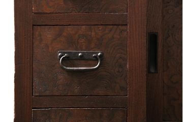 アンティーク家具　上手物　前面ケヤキ　玉杢や凝ったつくりが素晴らしい関東水屋箪笥・下段(茶箪笥)(R-044172)