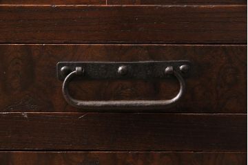 アンティーク家具　上手物　前面ケヤキ　玉杢や凝ったつくりが素晴らしい関東水屋箪笥・下段(茶箪笥)(R-044172)