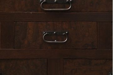 アンティーク家具　上手物　前面ケヤキ　玉杢や凝ったつくりが素晴らしい関東水屋箪笥・下段(茶箪笥)(R-044172)