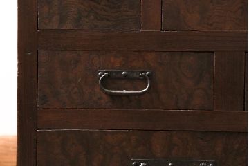 アンティーク家具　上手物　前面ケヤキ　玉杢や凝ったつくりが素晴らしい関東水屋箪笥・下段(茶箪笥)(R-044172)