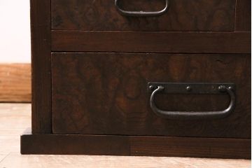 アンティーク家具　上手物　前面ケヤキ　玉杢や凝ったつくりが素晴らしい関東水屋箪笥・下段(茶箪笥)(R-044172)