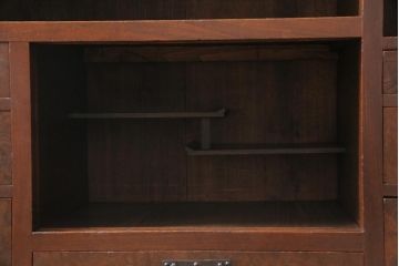 アンティーク家具　上手物　前面ケヤキ　玉杢や凝ったつくりが素晴らしい組子入り関東水屋箪笥・重ね(茶箪笥)(R-044173)