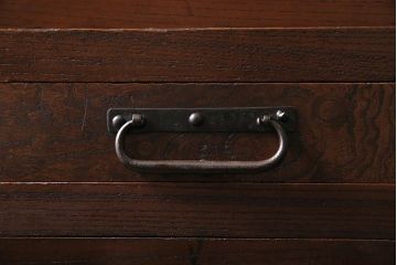 アンティーク家具　上手物　前面ケヤキ　玉杢や凝ったつくりが素晴らしい組子入り関東水屋箪笥・重ね(茶箪笥)(R-044173)