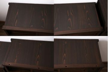 アンティーク家具　上手物　前面ケヤキ　玉杢や凝ったつくりが素晴らしい組子入り関東水屋箪笥・重ね(茶箪笥)(R-044173)