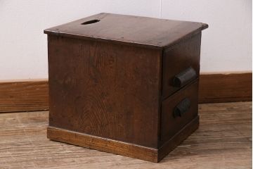 アンティーク家具　和製アンティーク　國松式安全錠　國松式出納器　栓材　からくり付き小引き出し(卓上収納、小物入れ)(R-044175)