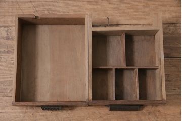 アンティーク家具　和製アンティーク　國松式安全錠　國松式出納器　栓材　からくり付き小引き出し(卓上収納、小物入れ)(R-044175)