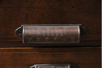 アンティーク家具　和製アンティーク　國松式安全錠　國松式出納器　栓材　からくり付き小引き出し(卓上収納、小物入れ)(R-044175)