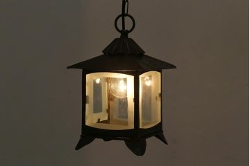 アンティーク照明　昭和初期　和の雰囲気を高める吊り灯籠(灯篭、天井照明、吊り下げ照明)(R-044182)