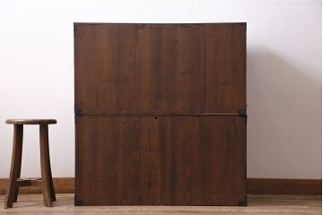 アンティーク家具　和製アンティーク　明治大正期　前面ヒノキ(檜)材　和の趣溢れる佇まいが魅力の重ね箪笥(タンス、衣装箪笥、引き出し)(R-044183)