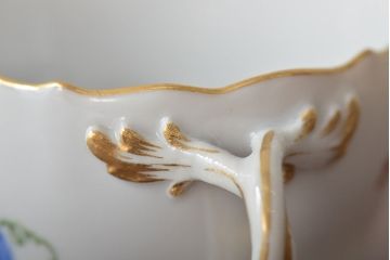 ドイツ　MEISSEN(マイセン)　フラワー朝顔・カップ&ソーサー　ドラゴン・ミニフラワーベース(洋食器、花器、花瓶)(R-044184)